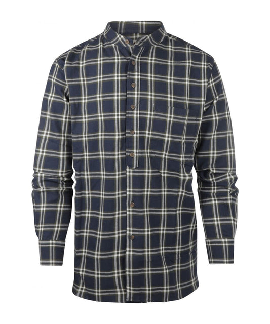 Grandfather Shirt | Navy/Groen/Wit streep