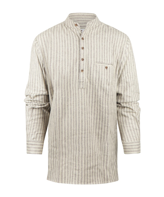 Grandfather Shirt | Bruin/Beige streep