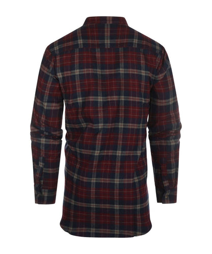 Grandfather Shirt | Navy/Rood/Beige ruit