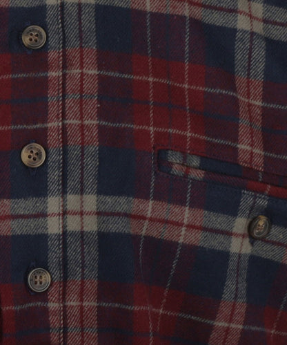Grandfather Shirt | Navy/Rood/Beige ruit