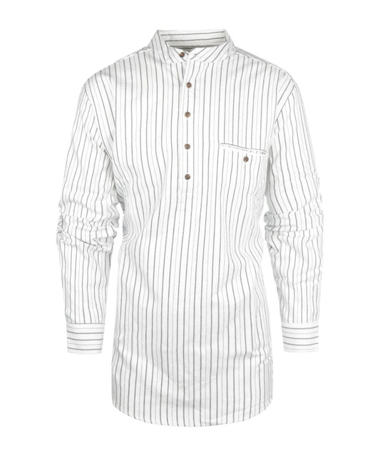 Grandfather Shirt | Wit/Navy mini streep