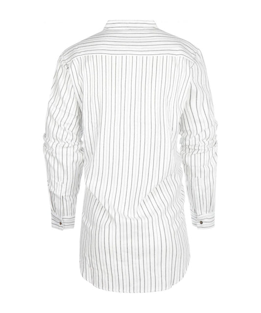 Grandfather Shirt | Wit/Navy mini streep