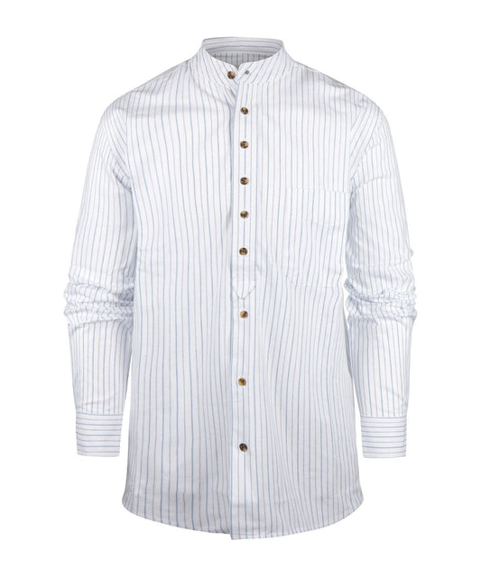 Grandfather Shirt | Wit/Navy/Grijs mini streep