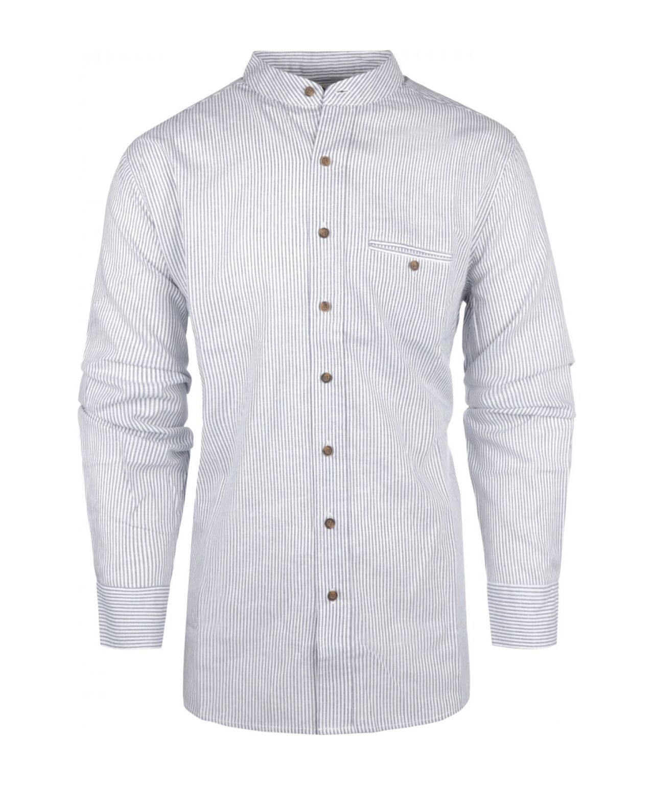 Linnen Shirt | Lichtblauw/Wit mini streep verticaal
