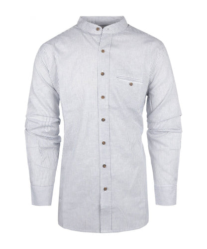 Linnen Shirt | Lichtblauw/Wit mini streep verticaal
