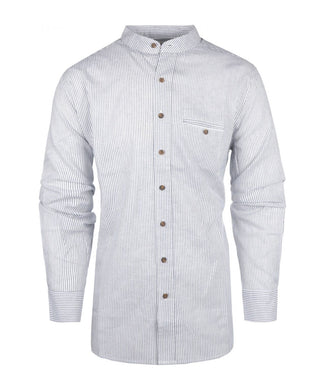 Overhemd Grandfather Shirt linnen | Blauw