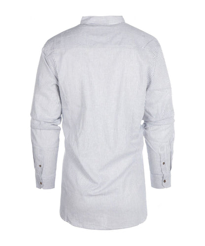 Linnen Shirt | Lichtblauw/Wit mini streep verticaal
