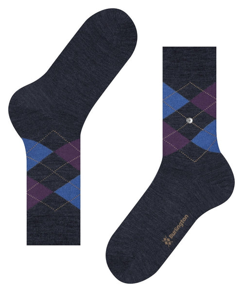 Edinburgh Melange Heren Sokken | Blauw