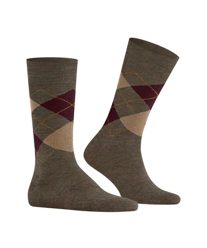 Edinburgh Mel Heren Sokken | Covert Green diamond check