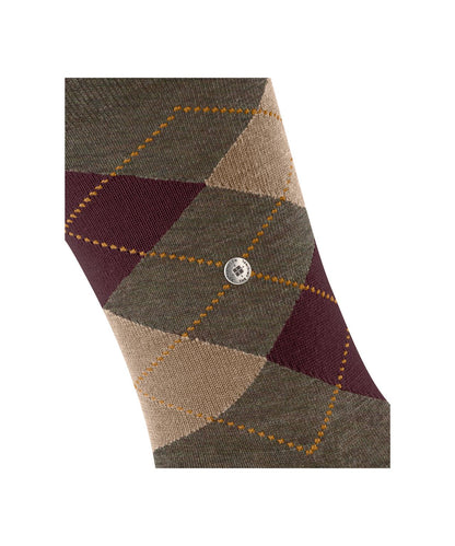 Edinburgh Mel Heren Sokken | Covert Green diamond check