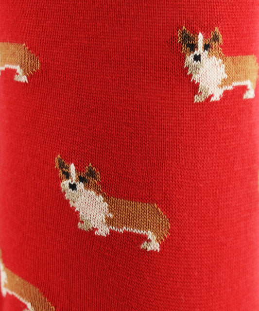Sokken Katoen Mix | Red/Navy Corgi Dog