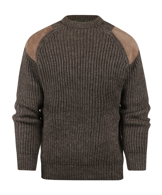 Swaledale Wollpullover mit Rundhalsausschnitt | Braun