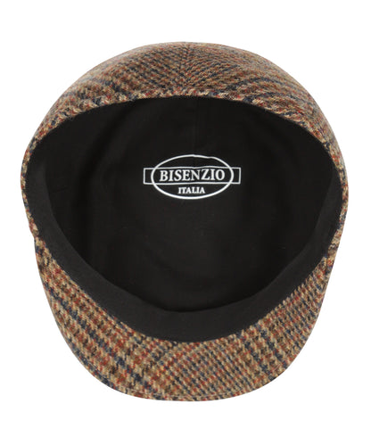 Wollen Soft Cap | Roodbruin Blauw Ruit