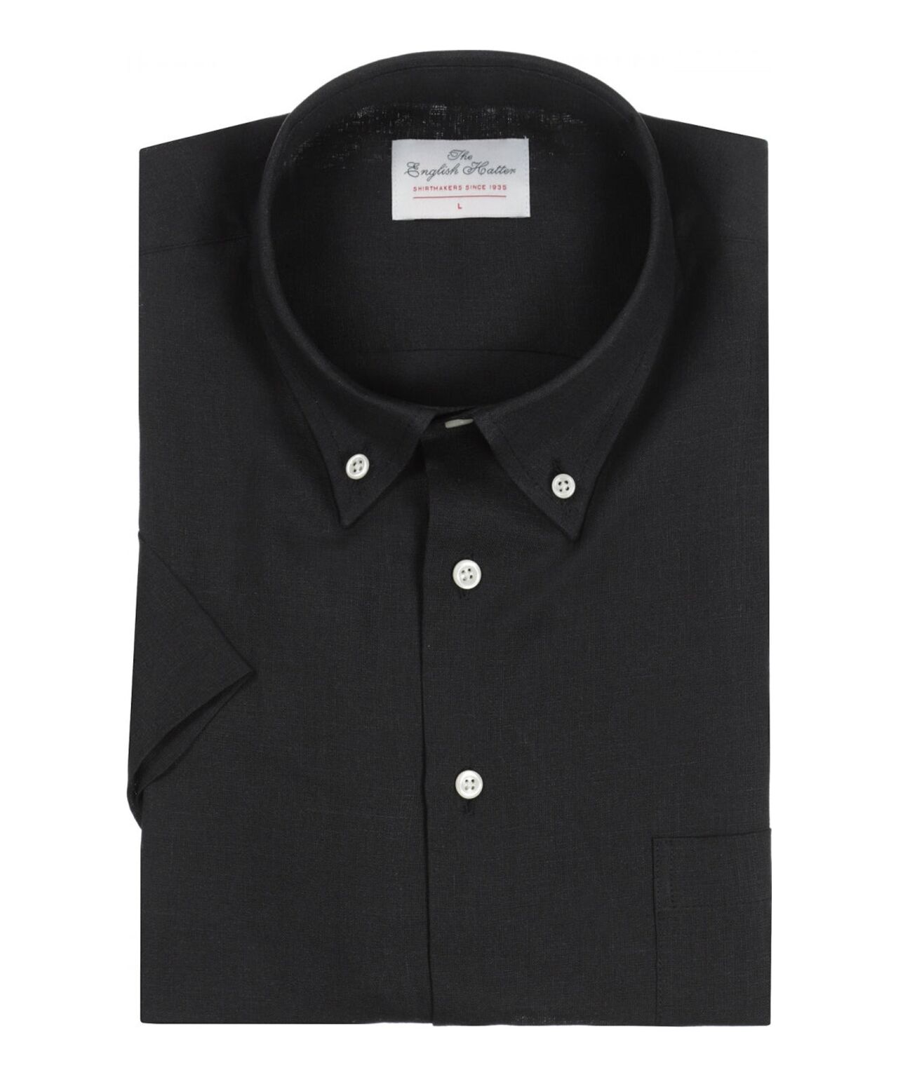 Shirt linen short sleeves | Black