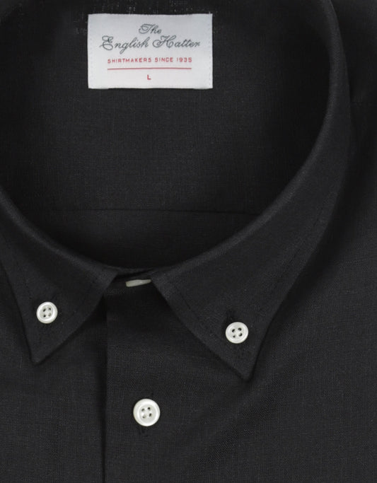 Shirt Linnen Korte Mouw | Zwart
