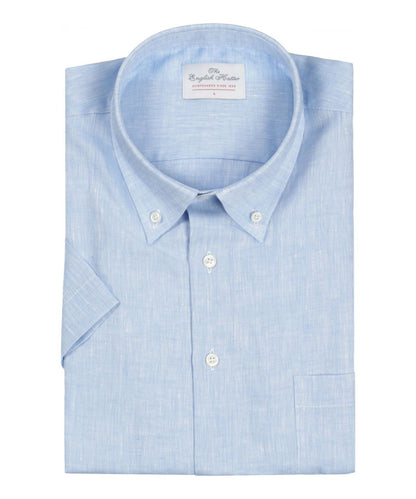 Shirt Linnen Korte Mouw | Mid Blauw