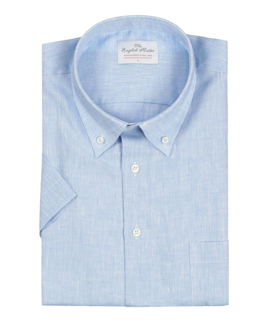 Shirt Linnen Korte Mouw | Mid Blauw