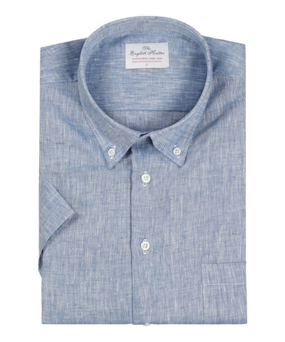 Shirt linen short sleeves | Blue