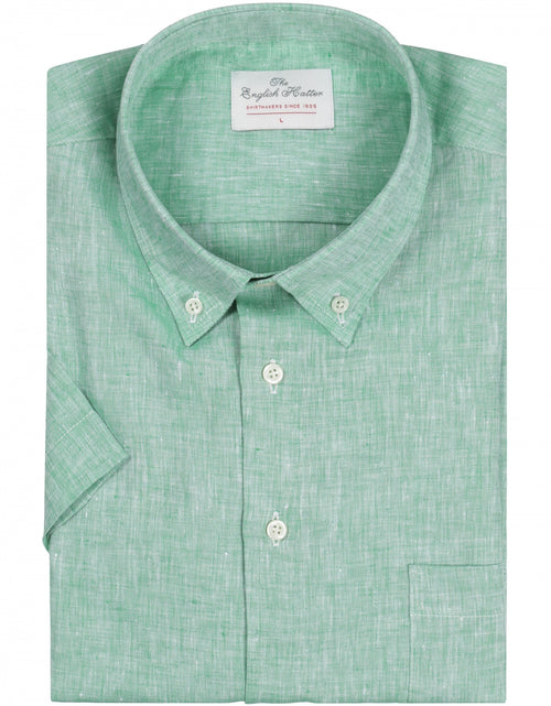 Overhemd linnen korte mouwen | Groen