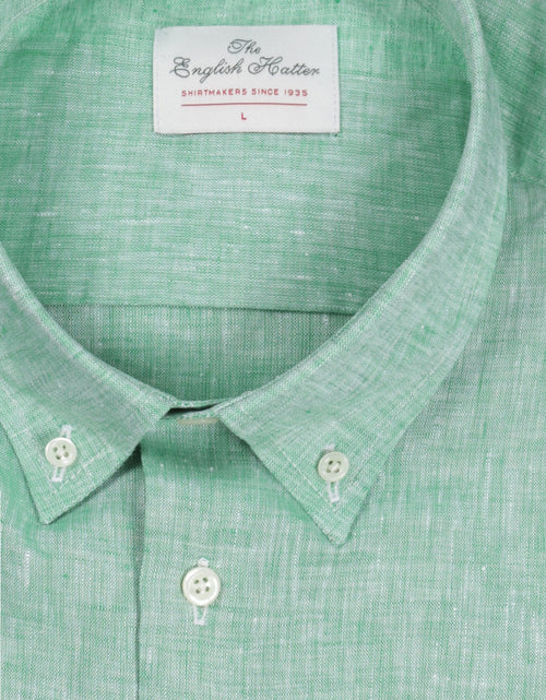 Overhemd linnen korte mouwen | Groen