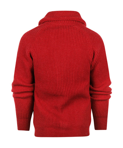 William Lockie Cardigan mit Knopfleiste und Schalkragen | Mohnblumenmeliert