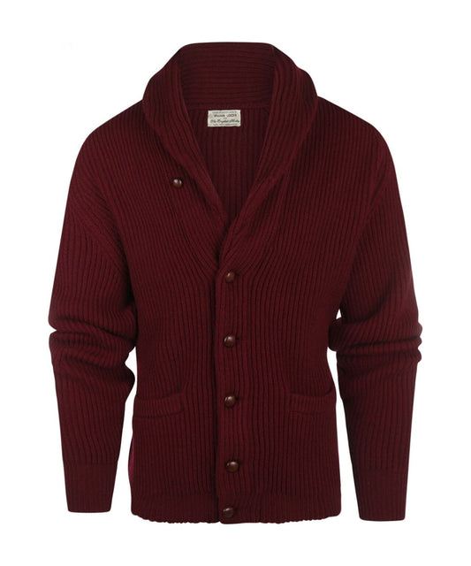 William Lockie Cardigan mit Knopfleiste und Schalkragen | Bordeaux