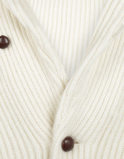 William Lockie Knoop Vest Sjaalkraag | Ecru
