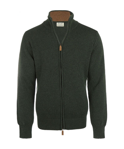 William Lockie Cardigan mit Reißverschluss aus Lammwolle | Grün