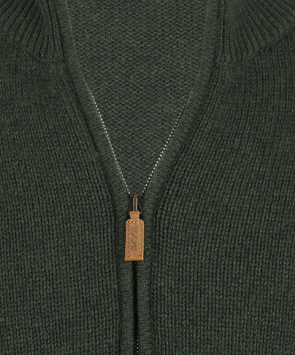 William Lockie Cardigan mit Reißverschluss aus Lammwolle | Grün