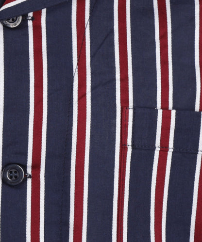 Pyjama | Navy Burgundy/White stripe