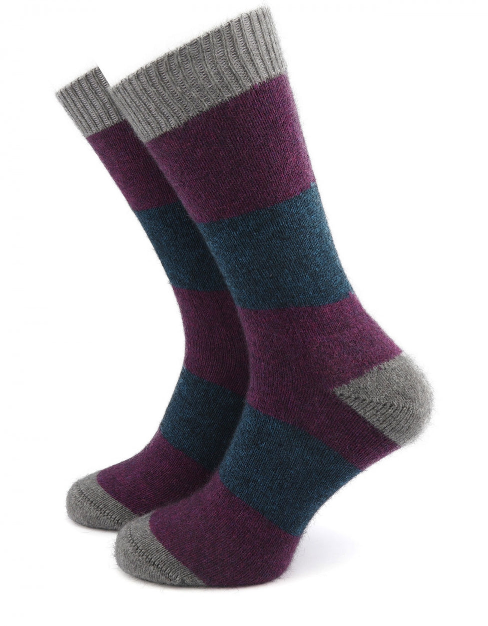 Hoop Stripe Sock | Paars/Blauw/Grijs brede streep