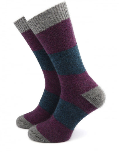 Hoop Stripe Sock | Paars/Blauw/Grijs brede streep