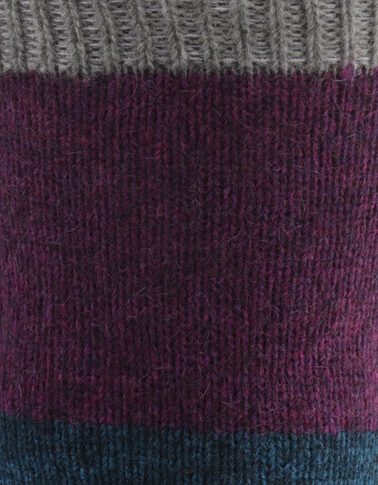 Hoop Stripe Sock | Paars/Blauw/Grijs brede streep