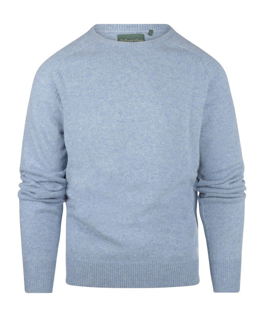 Lambswool round neck sweater | Blue