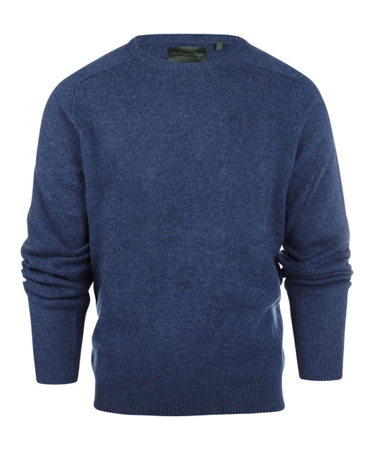 Lamswol Ronde Hals Pullover | Blauw Melange