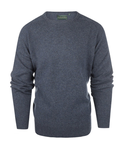 Rundhalspullover aus Lammwolle | Denimblau