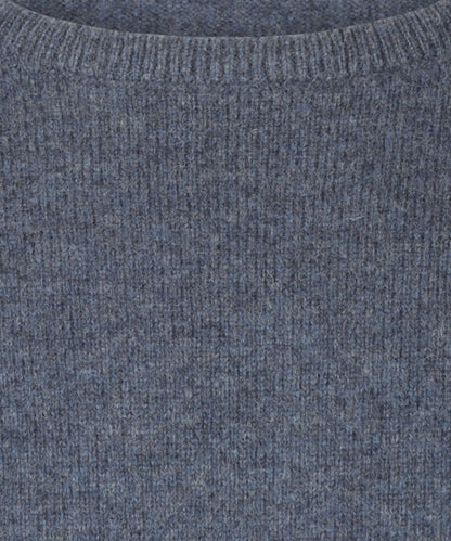 Rundhalspullover aus Lammwolle | Denimblau