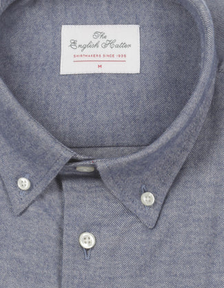 Flannel overhemd button down regular fit | Blauw