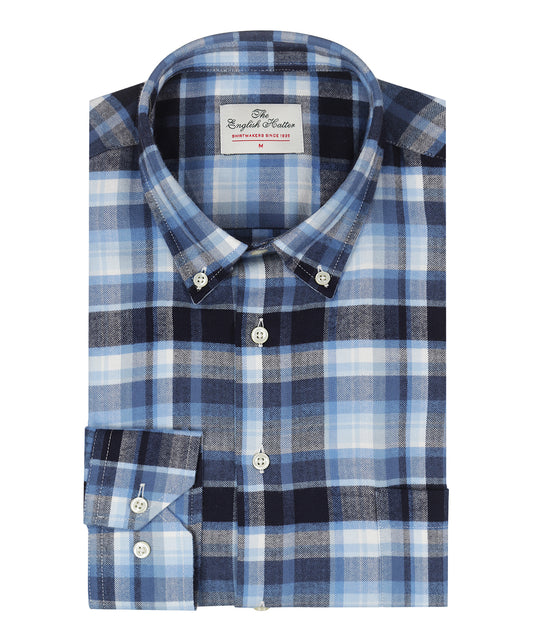Shirt Button Down | Blauw Zwart Multi Ruit