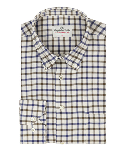 Cotton Shirt Button Down Regular Fit | Brown