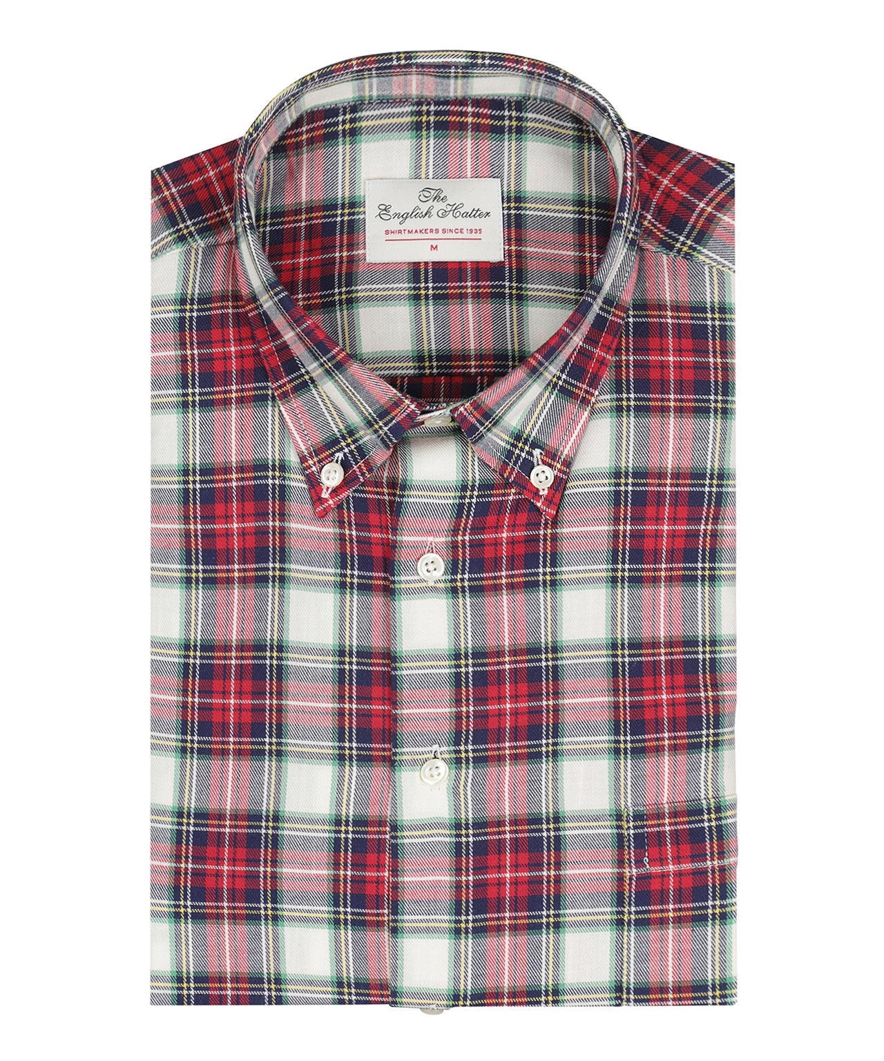 Shirt Button Down | Rood Navy Multi Ruit Groot