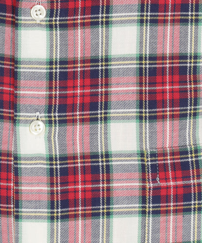 Shirt Button Down | Rood Navy Multi Ruit Groot