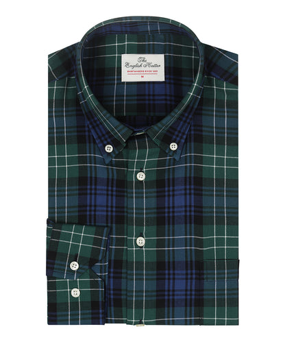 Shirt Button Down | Groen Navy Multi Ruit Groot