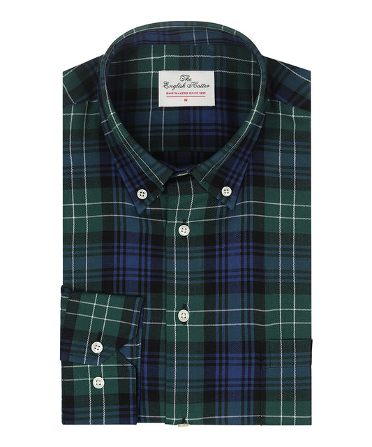 Shirt Button Down | Groen Navy Multi Ruit Groot