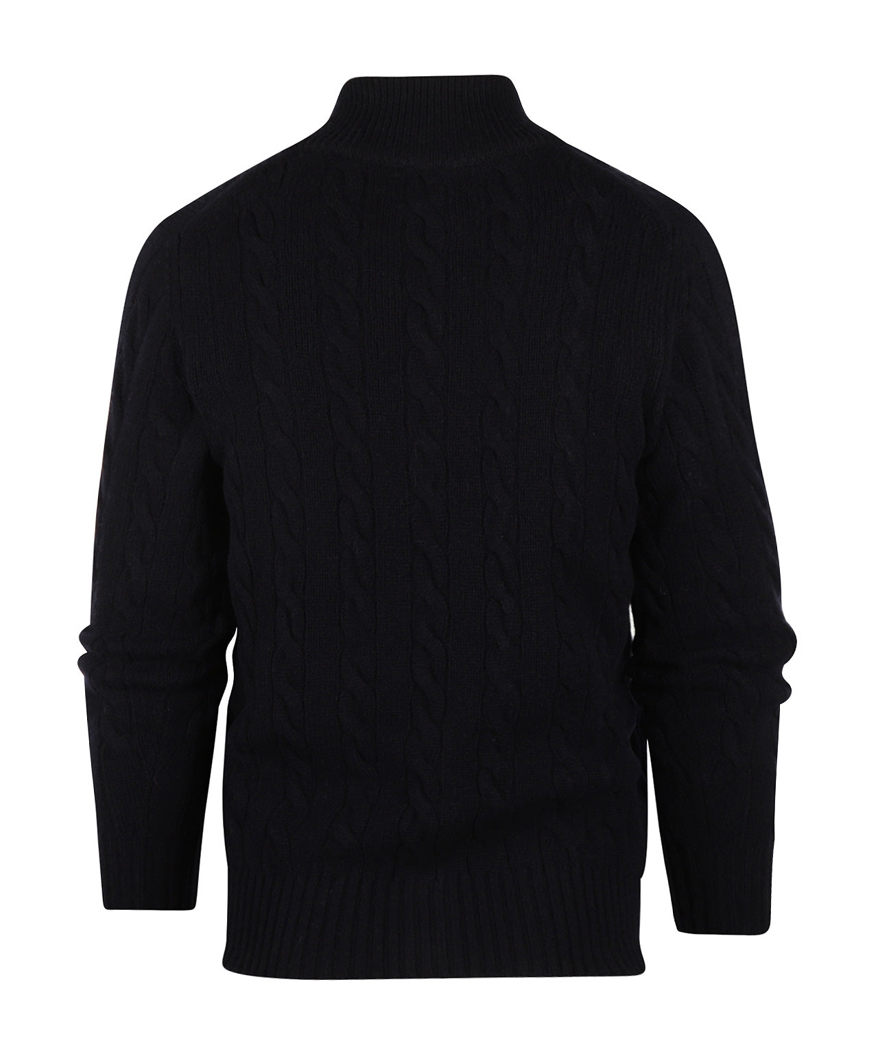 William Lockie Zopfmuster-Strickjacke mit Reißverschluss | Marineblau