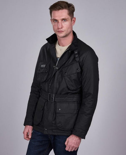 Wax jacket International met riem | Zwart