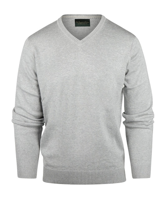 Katoen V-Hals Pullover | Licht Grijs