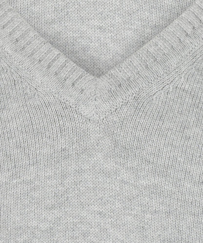 Katoen V-Hals Pullover | Licht Grijs