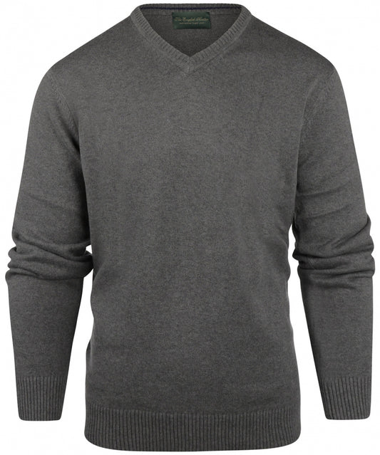 Baumwollpullover mit V-Ausschnitt | Grau