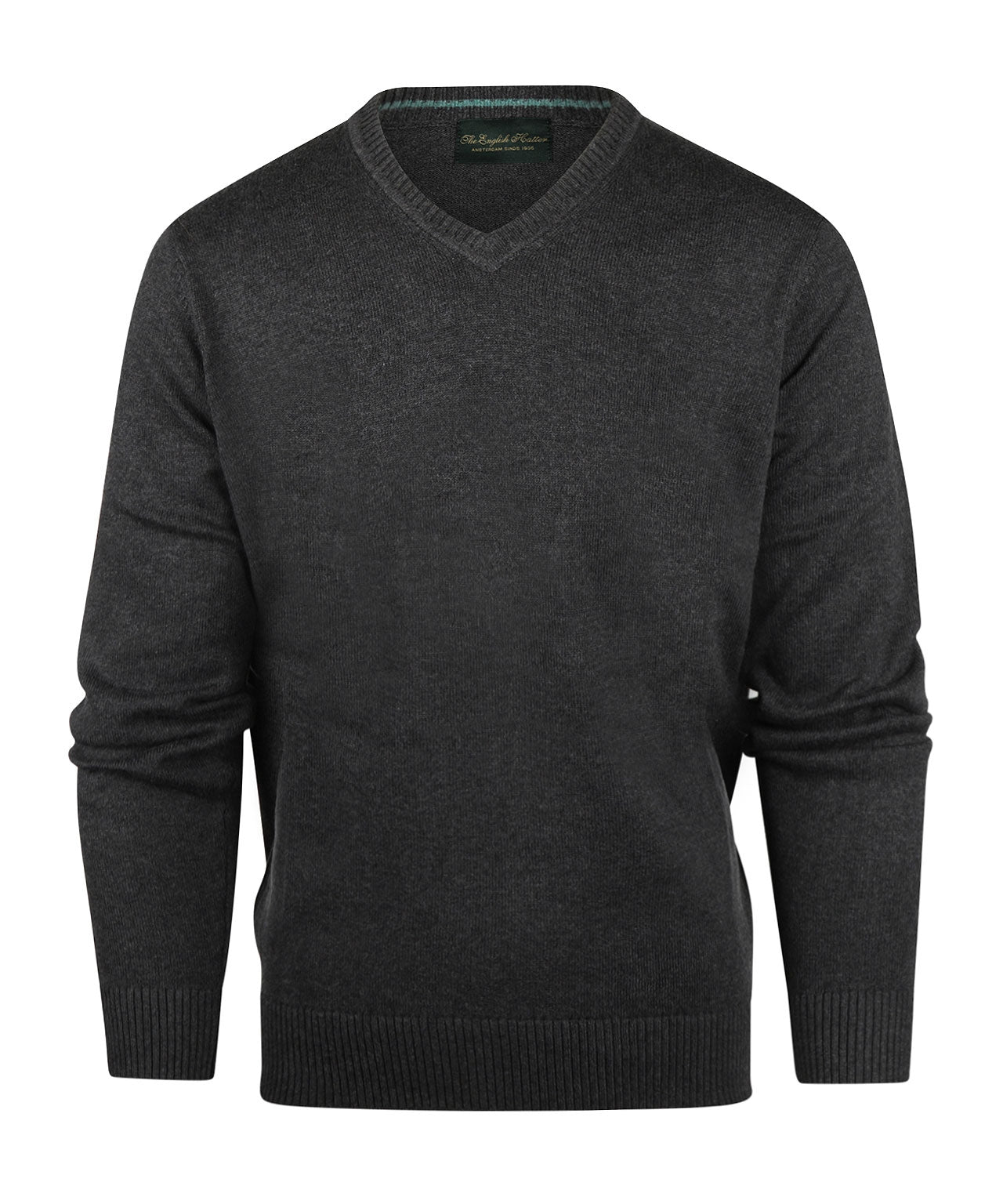 Katoenen V-Hals Pullover | Charcoal